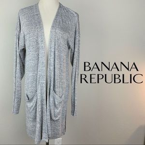 Banana Republic long gray jersey cardigan, sz M